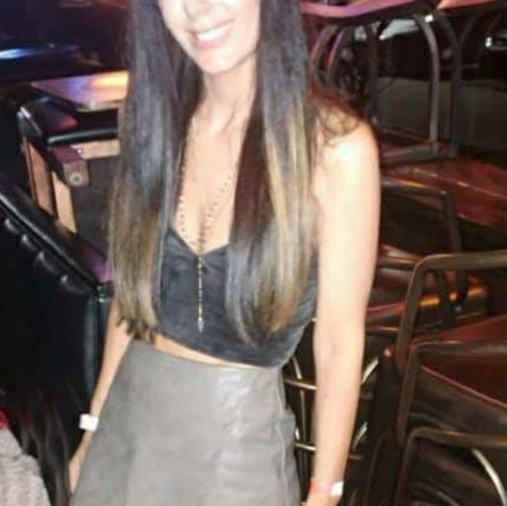 Designer Leather Skirt & Crop Top
